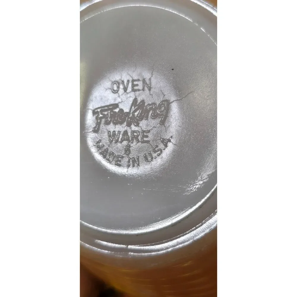 Vintage Fire King Peach Lustre Bee Hive soup bowls-2